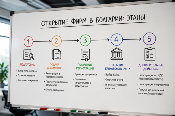 Пошаговая схема открытие фирм в Болгарии этапы регистрации бизнеса