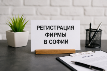 Консультация по регистрации фирмы в Софии — юрист показывает документы на фоне панорамы столицы Болгарии.