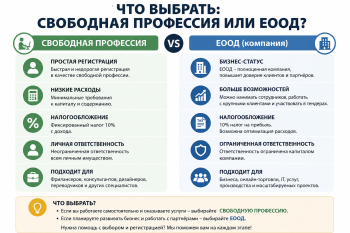 Сравнительная таблица свободной профессии и ЕООД в Болгарии: налоги, ответственность, расходы, преимущества
